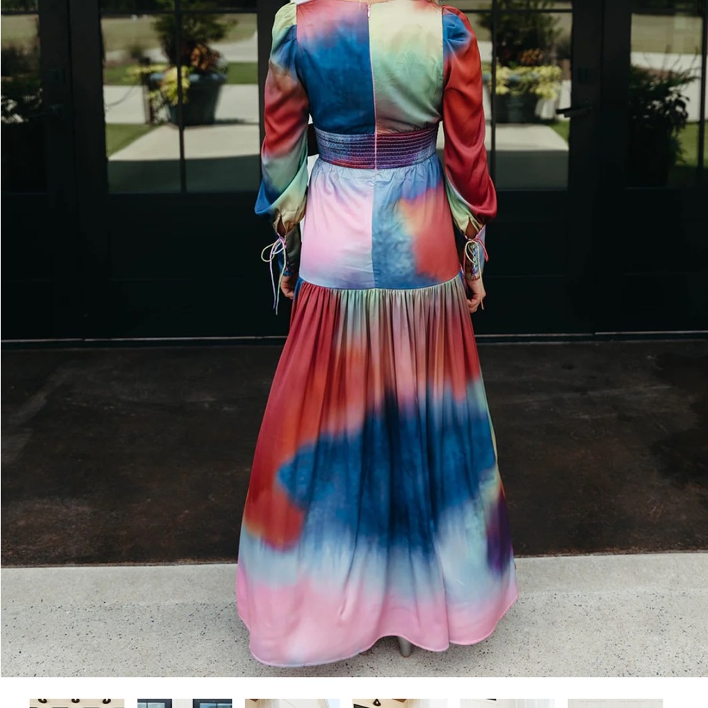 NWT Hutch Malta Rainbow Color-block V Neck Long Sleeve Maxi Dress - Picture 12 of 12